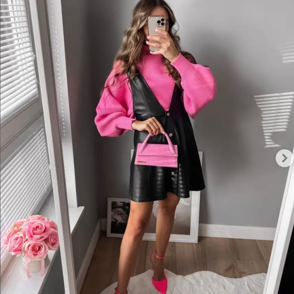 🦋 Bloggers Favorite 🦋 NEW ZARA PINK HIGH NECK KNIT SWEATER SZ M REF. 5536/123 - Picture 6 of 13